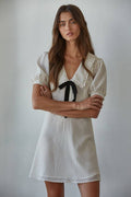 By Together Woven Polyester Chiffon Swiss Dot Print Mini Dress