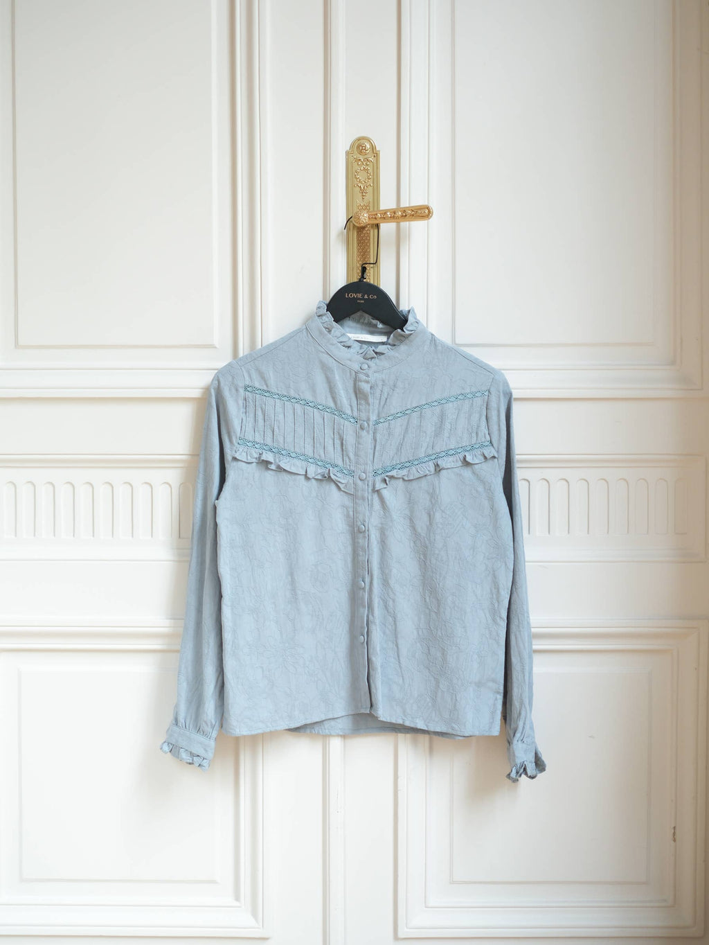 LOVIE & CO Cotton blouse with pleats and ruffles