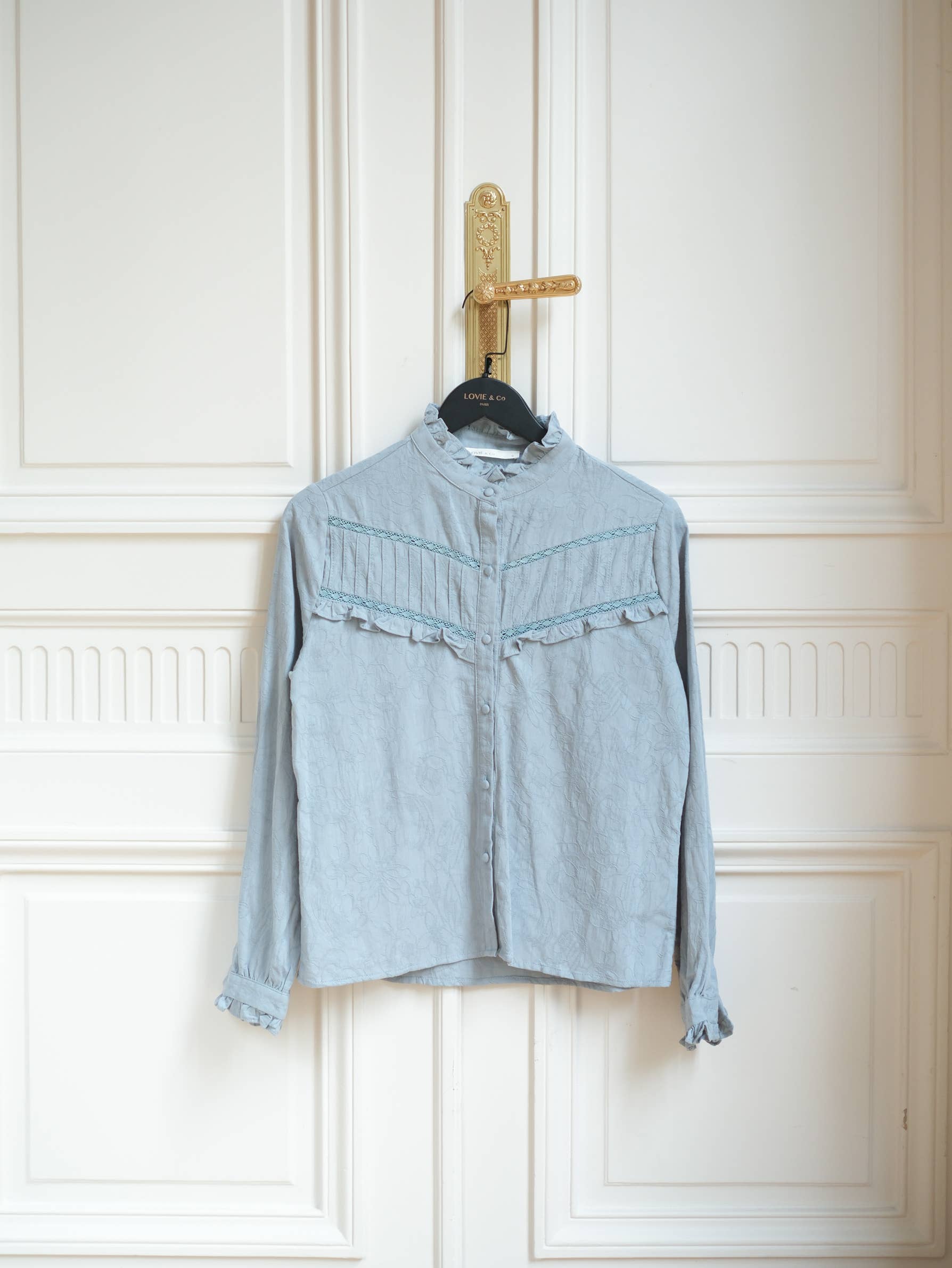 LOVIE & CO Cotton blouse with pleats and ruffles