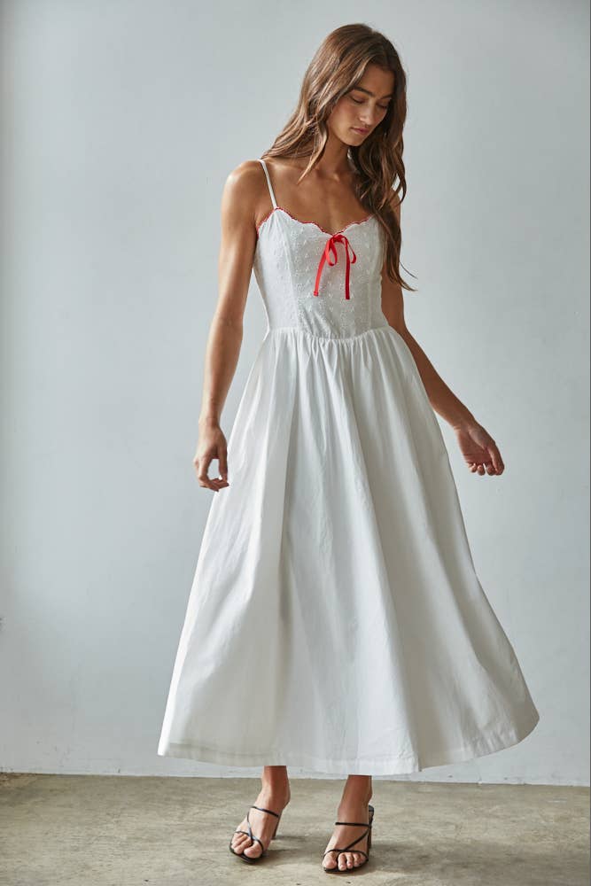 By Together Woven Cotton Floral Eyelet Detailed Maxi