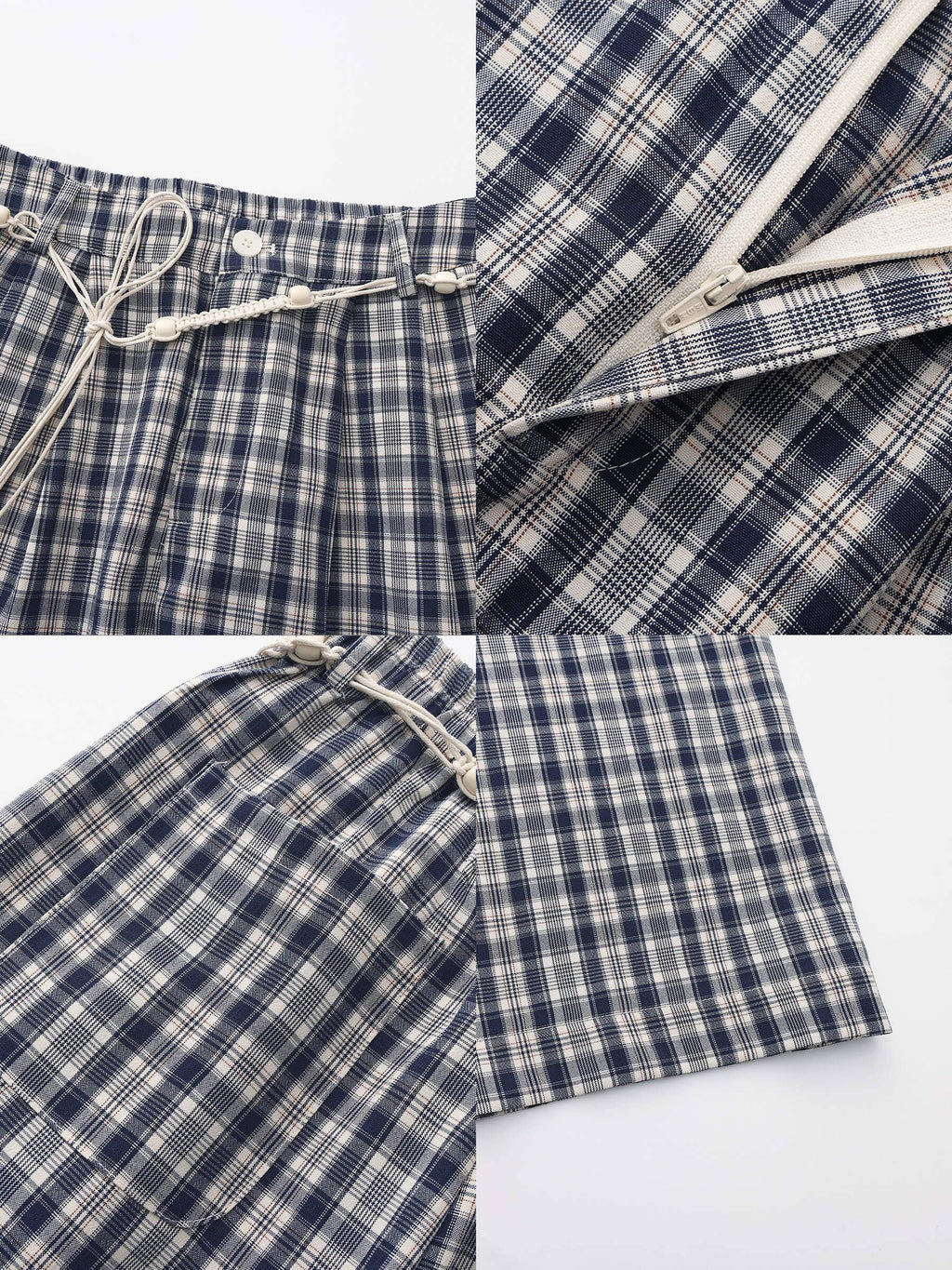 Striped Check High-Waisted Wide-Leg Casual Pants