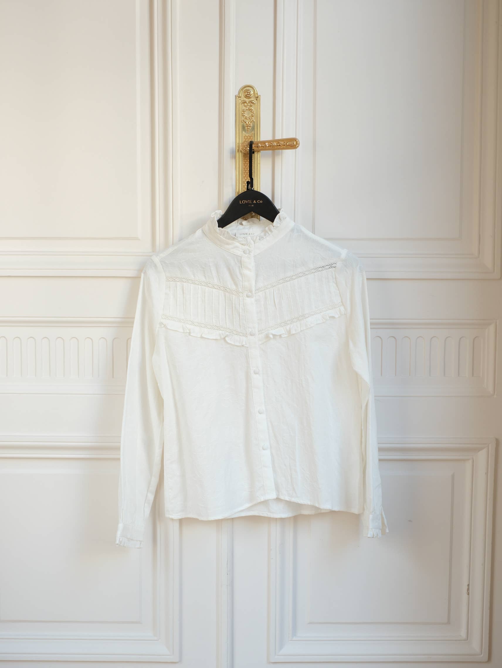 LOVIE & CO Cotton blouse with pleats and ruffles
