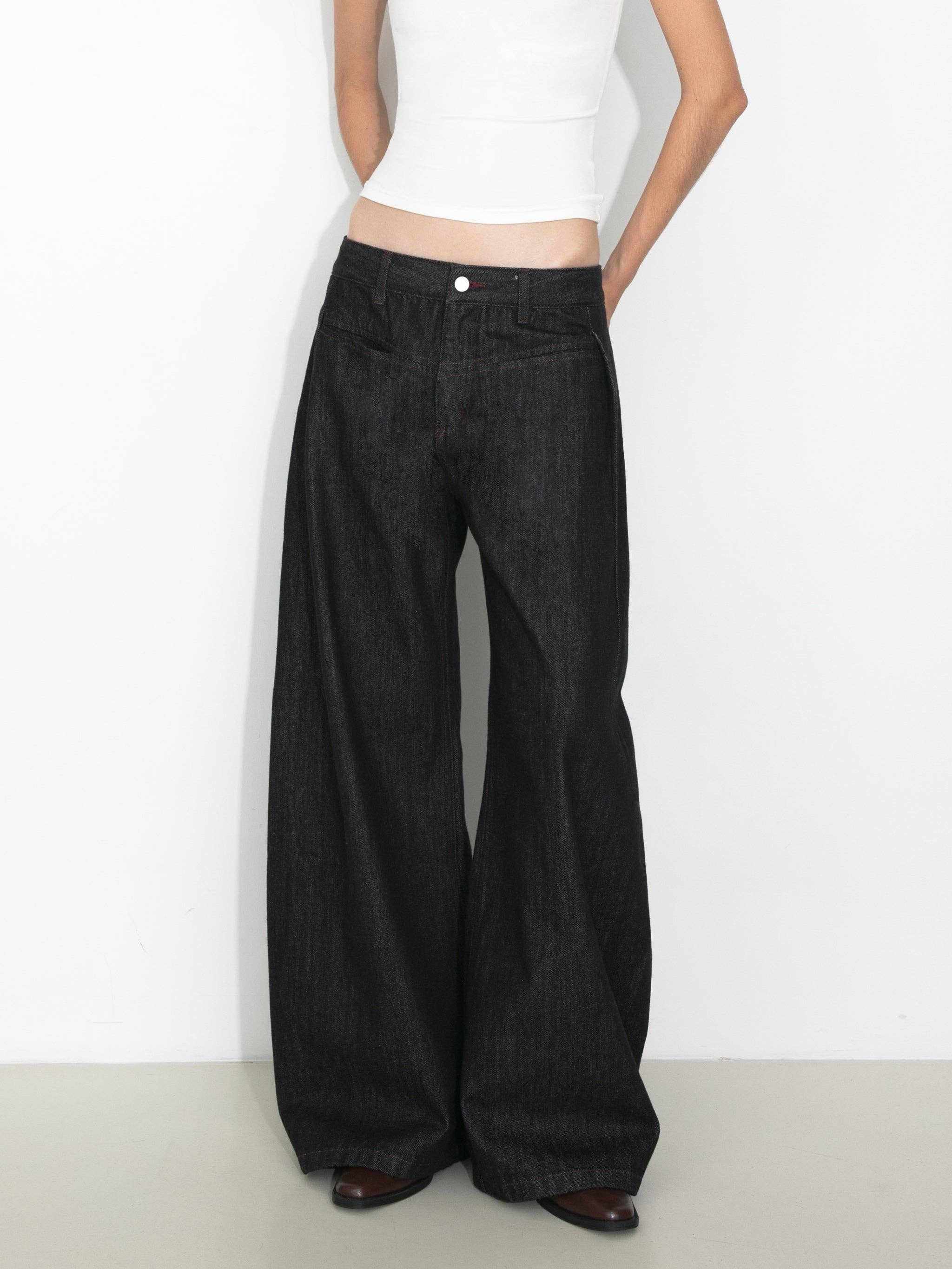 Cubic Vintage Curved Wide-Leg Trousers