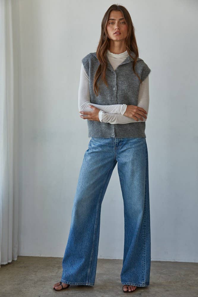 By Together Knit Tencel Jersey Turtleneck Long Sleeve Sheer Top