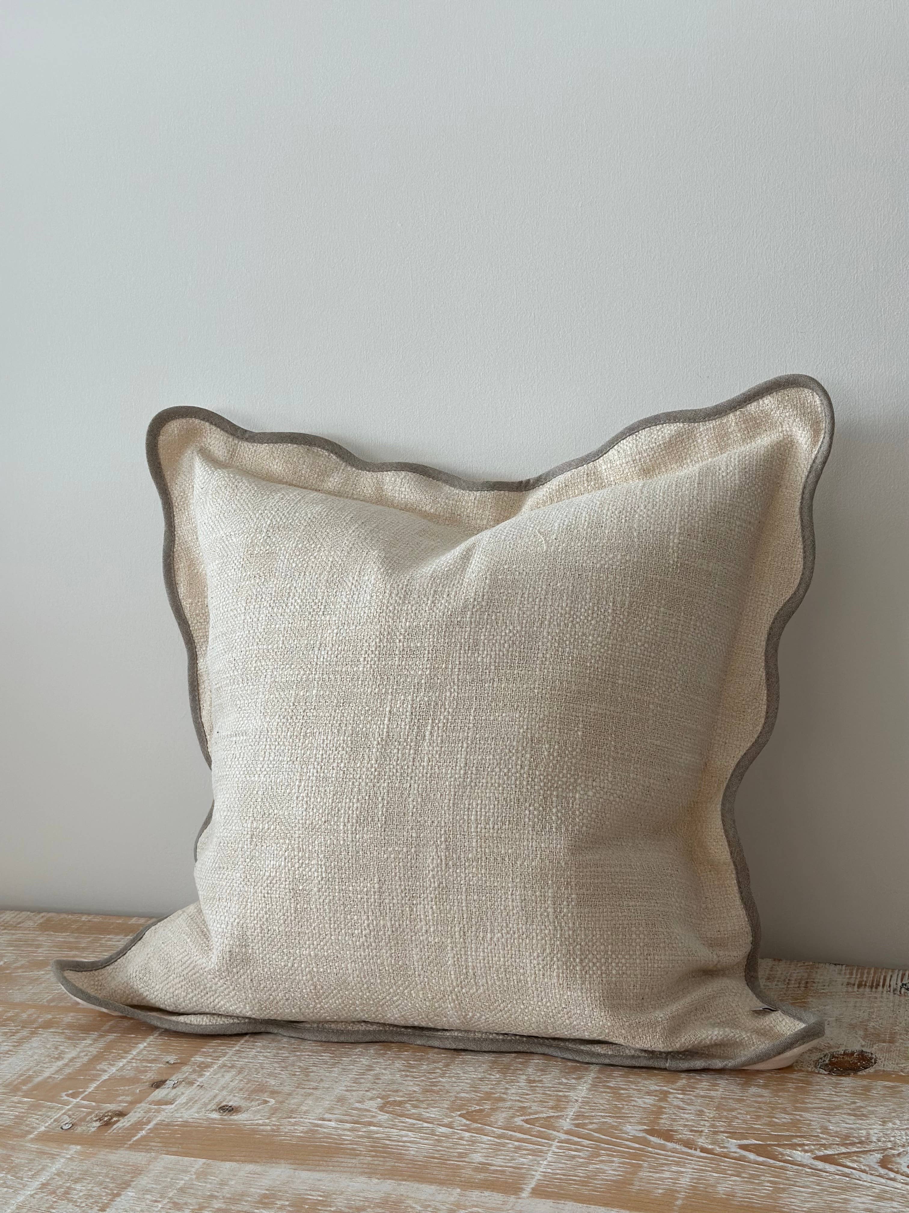 Chloe Cream & Greige Scalloped Cushion Cover