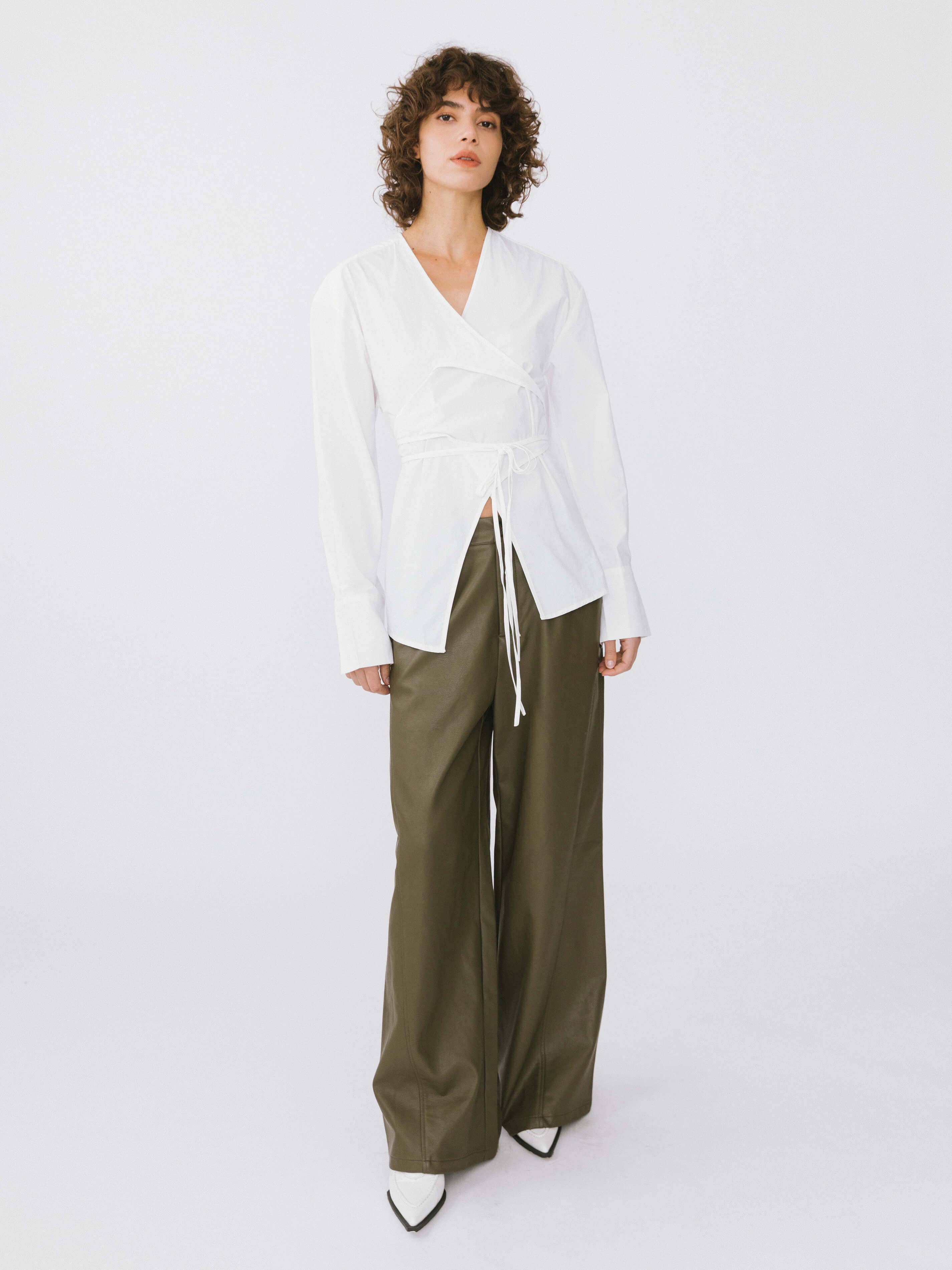 CUBIC V-Neck Criss-Crossed Layered Blouse