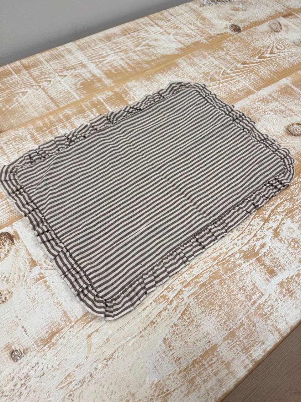 Dark Brown Stripe Ruffle Placemats