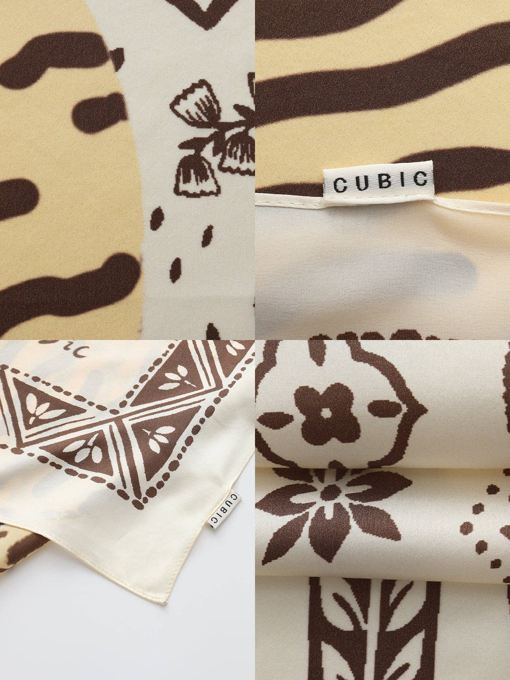 Cubic Square Silk Scarf with Animal Print