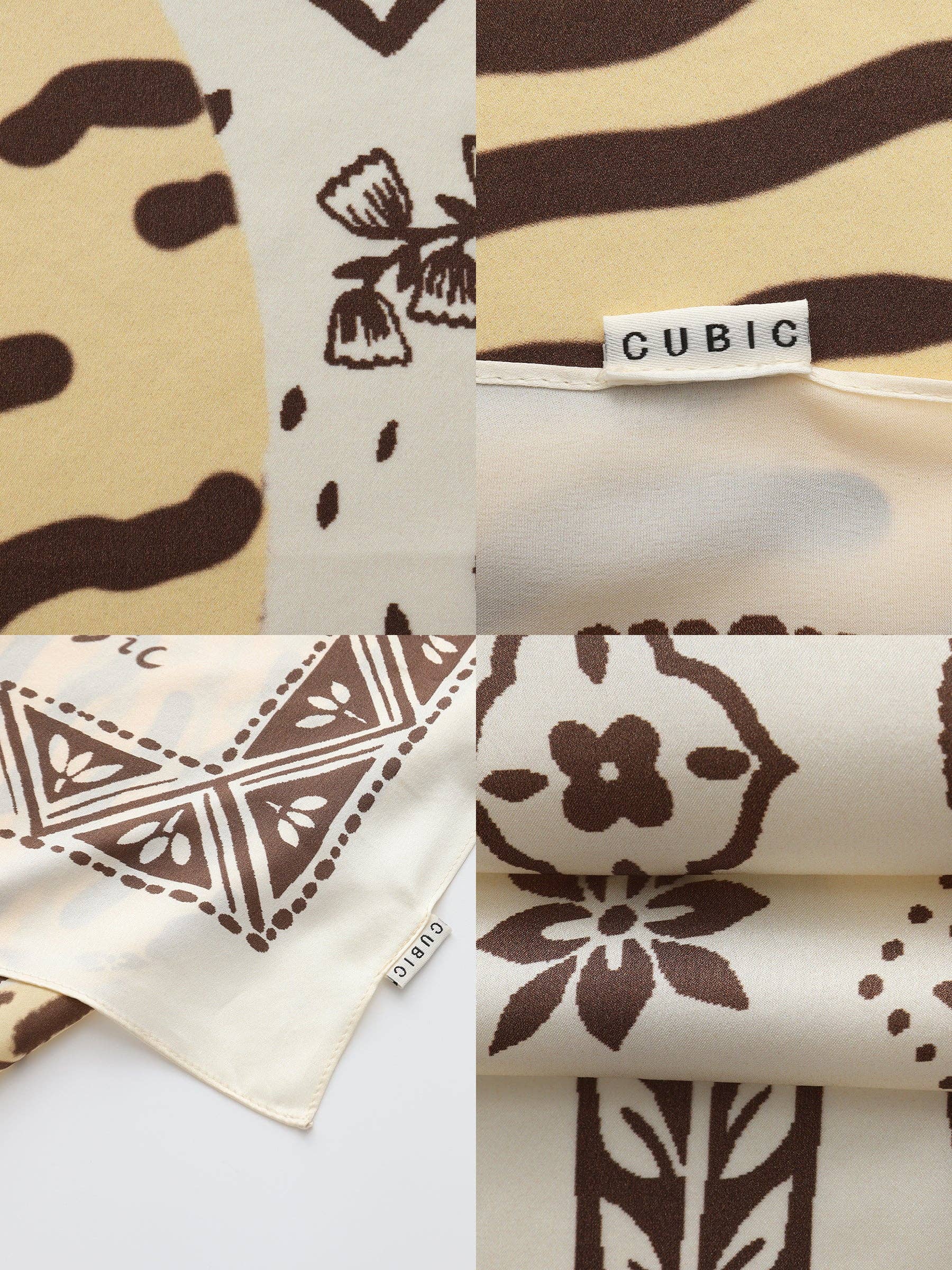 Cubic Square Silk Scarf with Animal Print