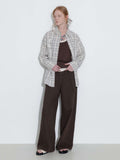 Cubic 100% Cotton Embroidered Lace Checkered Oversized Shirt