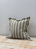Chloe Greige Stripe Scalloped Edge Cushion Cover 45x45cm