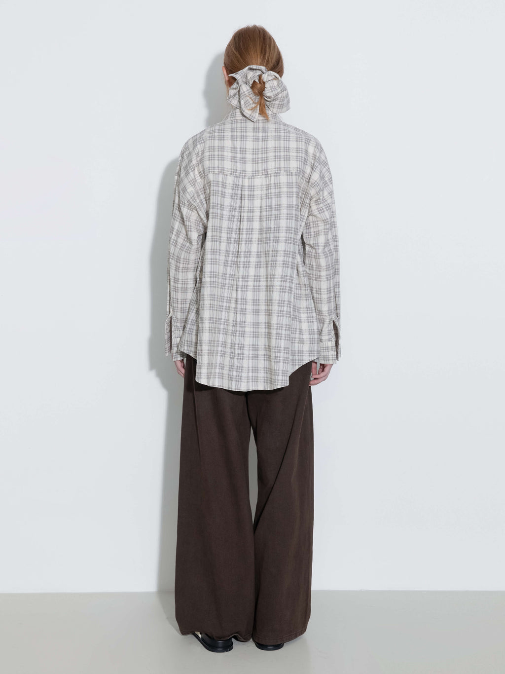 Cubic 100% Cotton Embroidered Lace Checkered Oversized Shirt