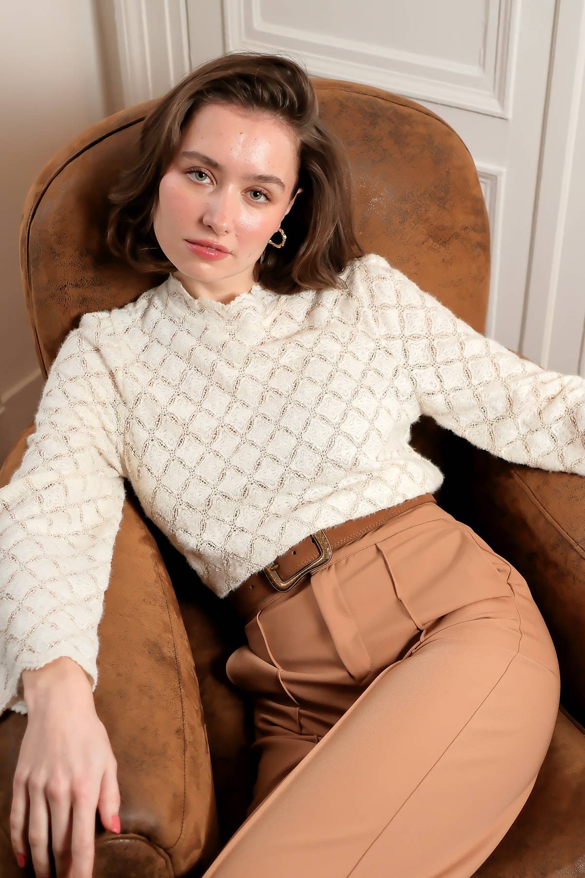 LOVIE & CO Geometric Textured Blouse