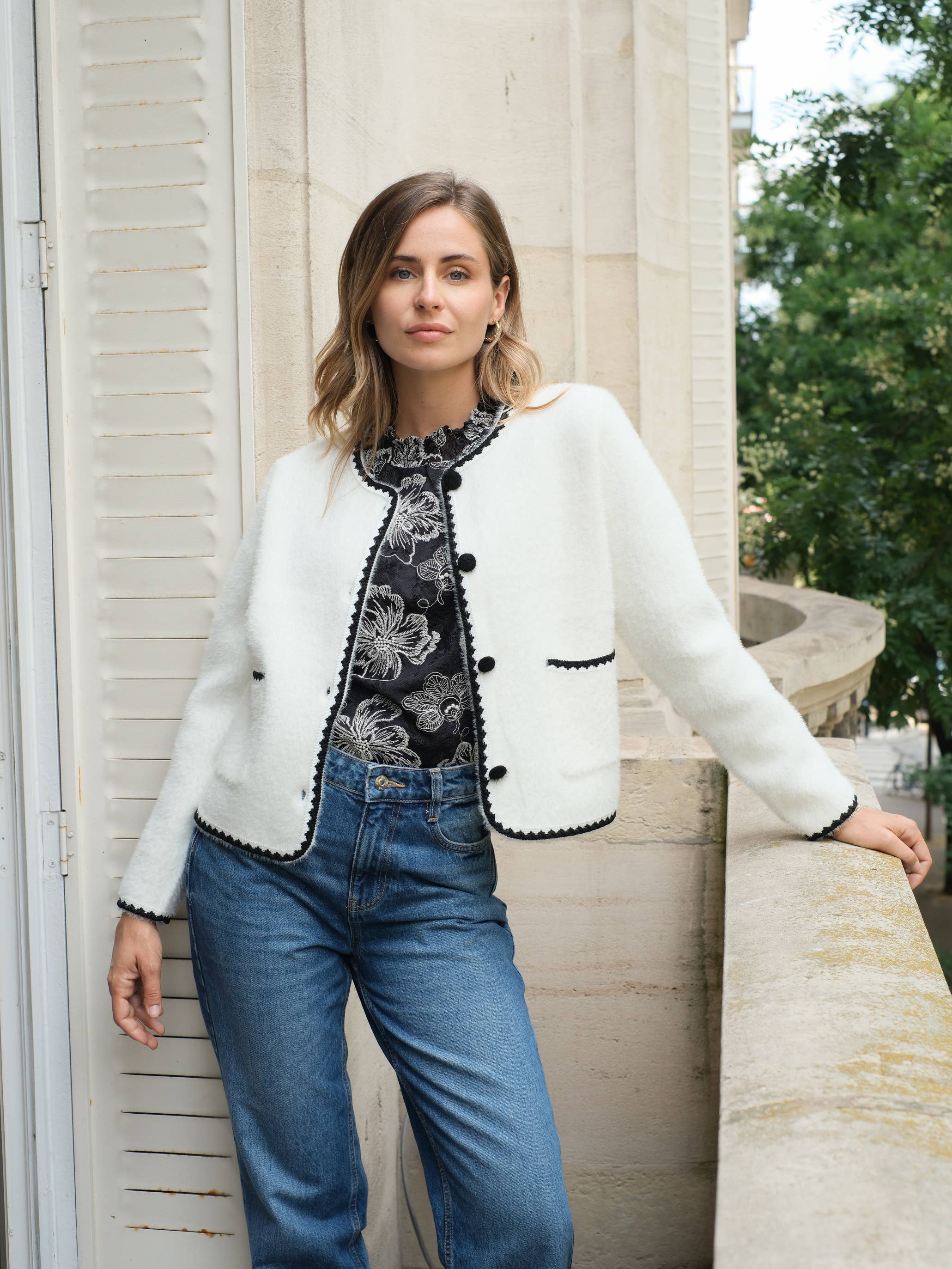 LOVIE & CO Soft knit jacket with contrasting detail
