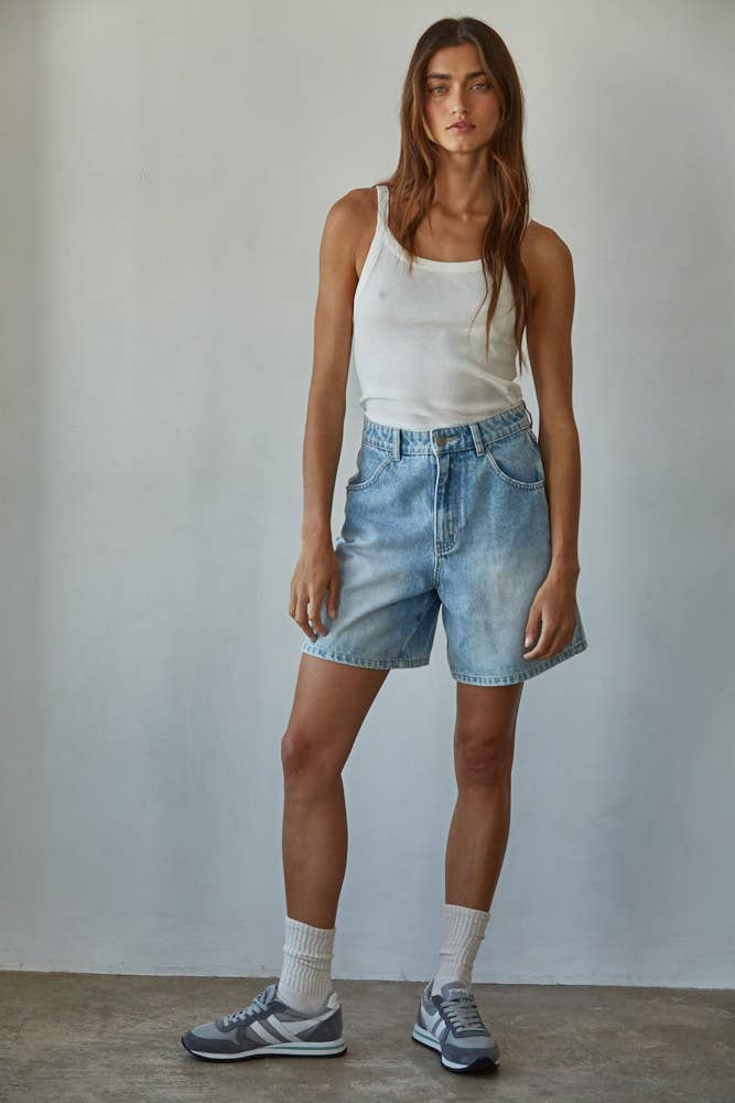 By Together Knit Cotton Ribbed Round Neck Sleeveless Tank Top
