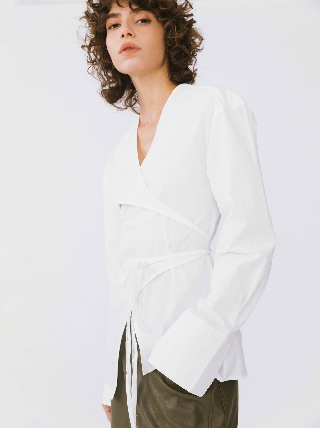 CUBIC V-Neck Criss-Crossed Layered Blouse