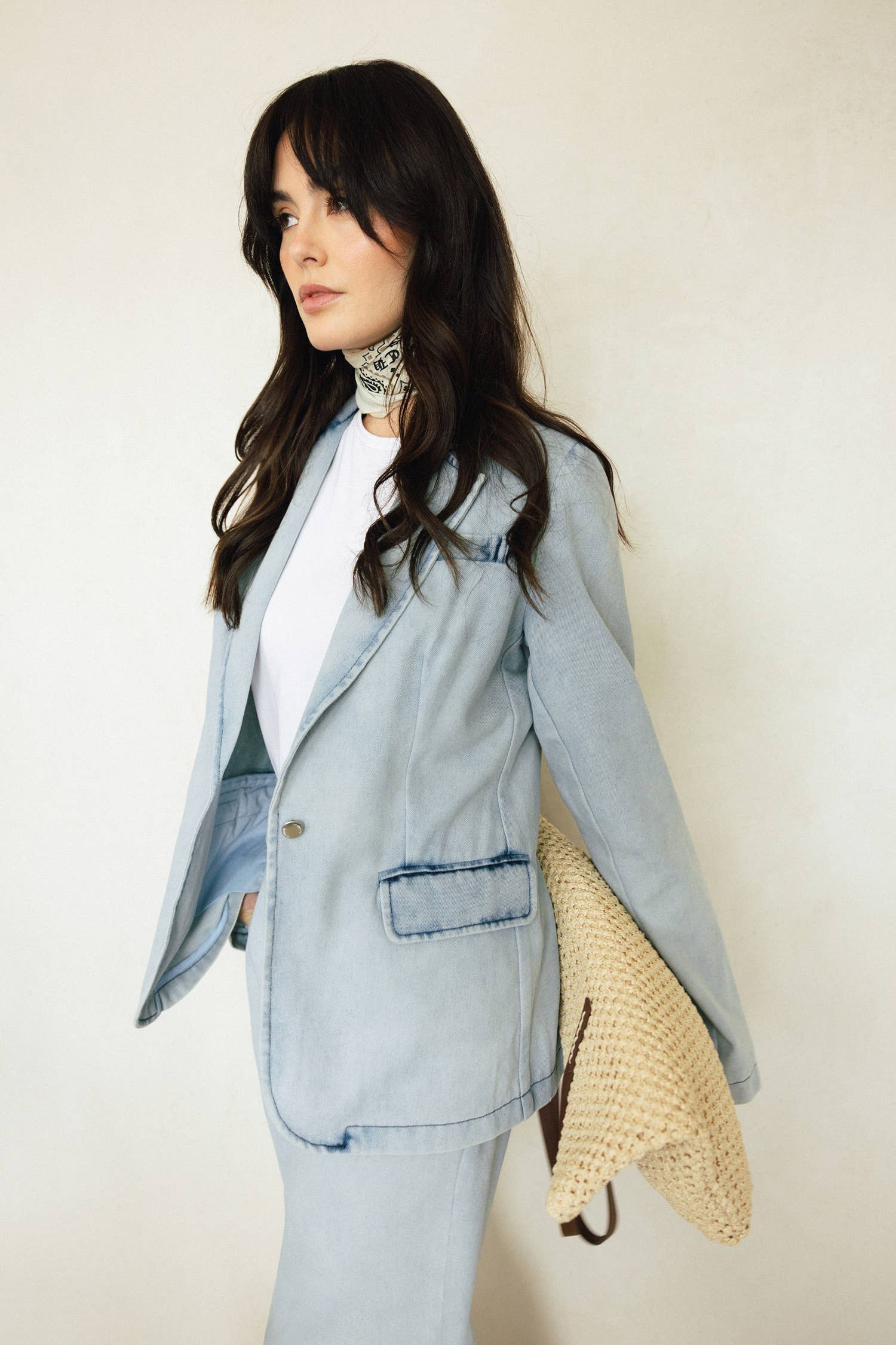Lanidor Denim Wash-Effect Blazer