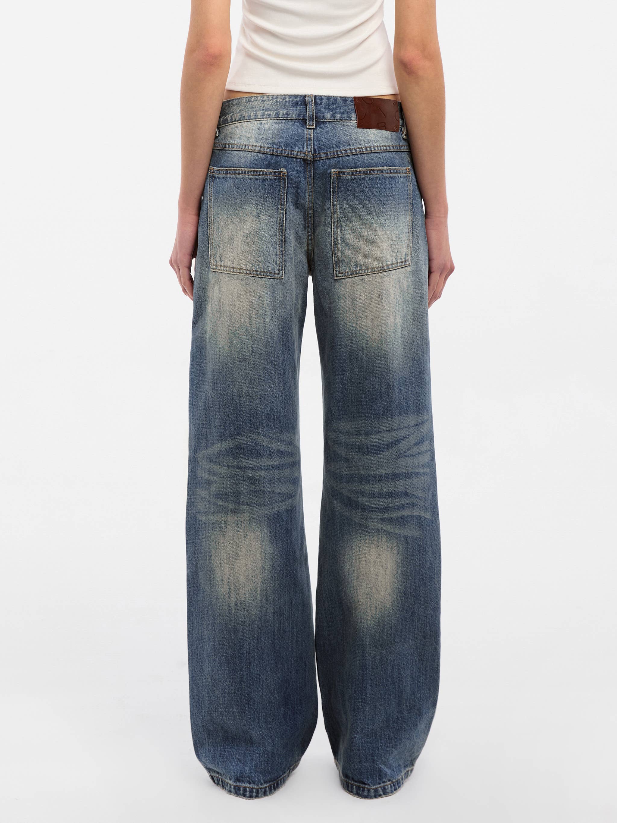 CUBIC Retro Washed Straight Leg Jeans