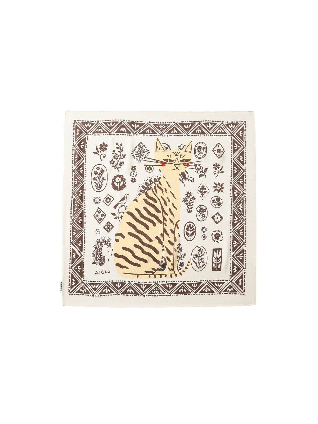Cubic Square Silk Scarf with Animal Print