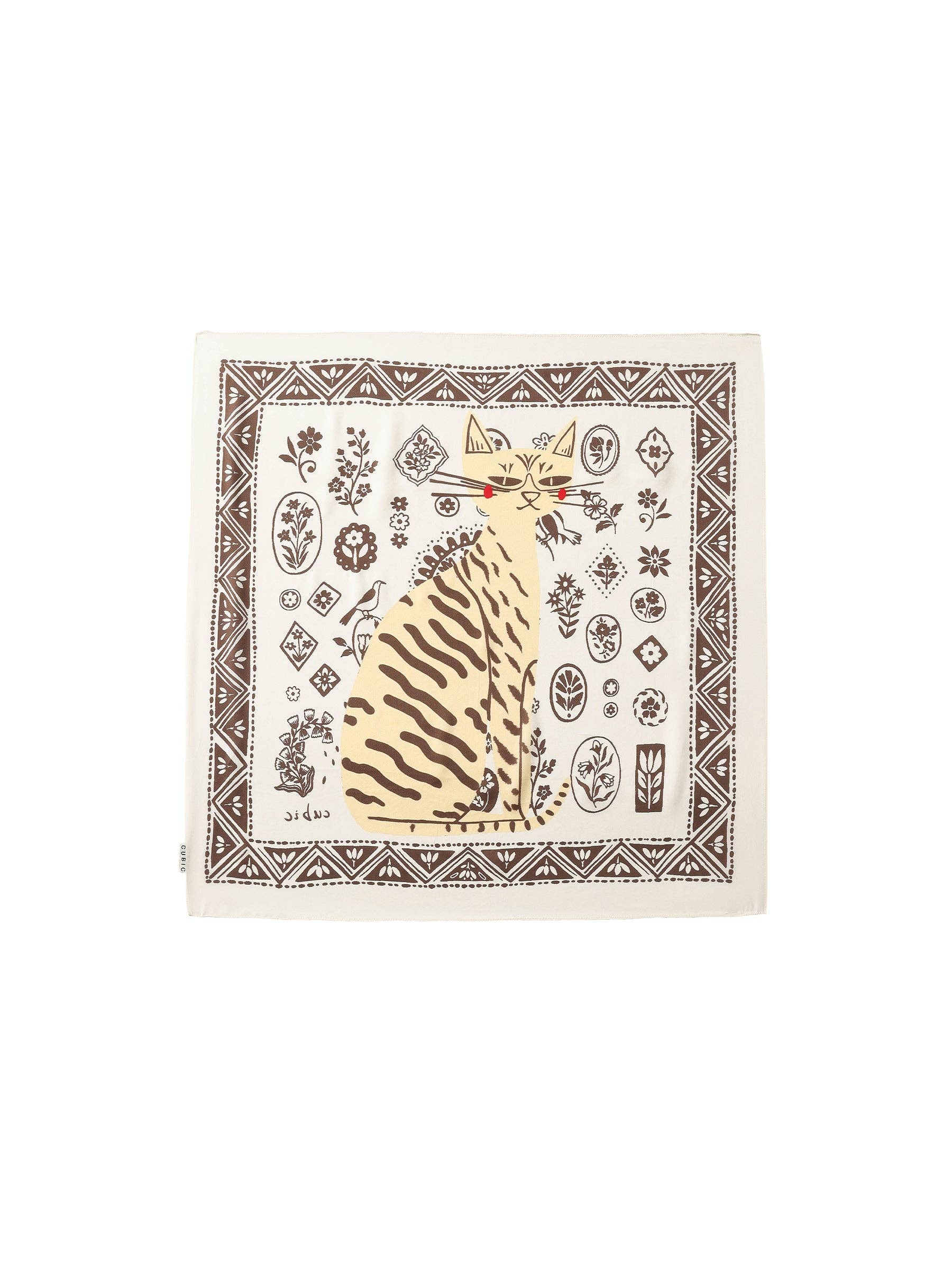 Cubic Square Silk Scarf with Animal Print