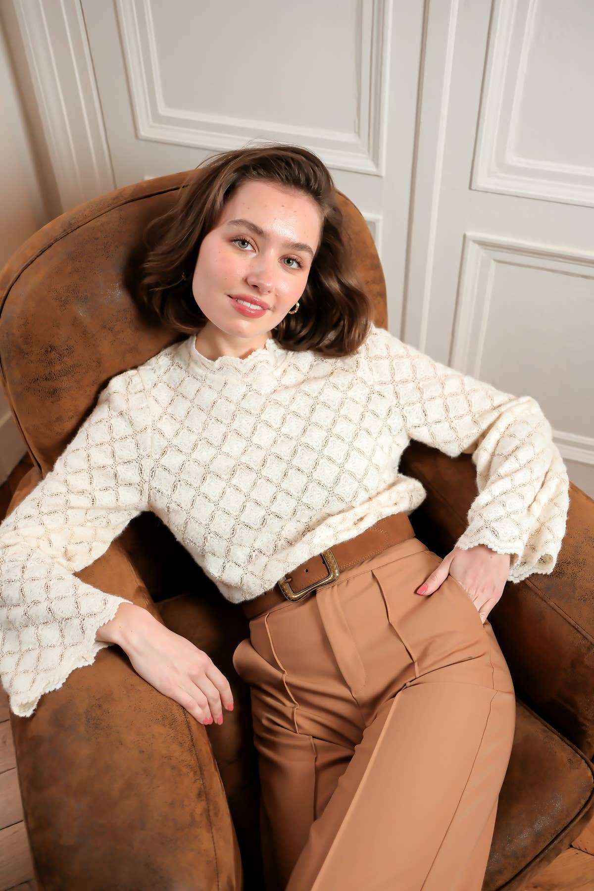 LOVIE & CO Geometric Textured Blouse