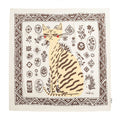 Cubic Square Silk Scarf with Animal Print