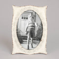 Elegant Floral Embossed Oval Photo Frame – Antique White