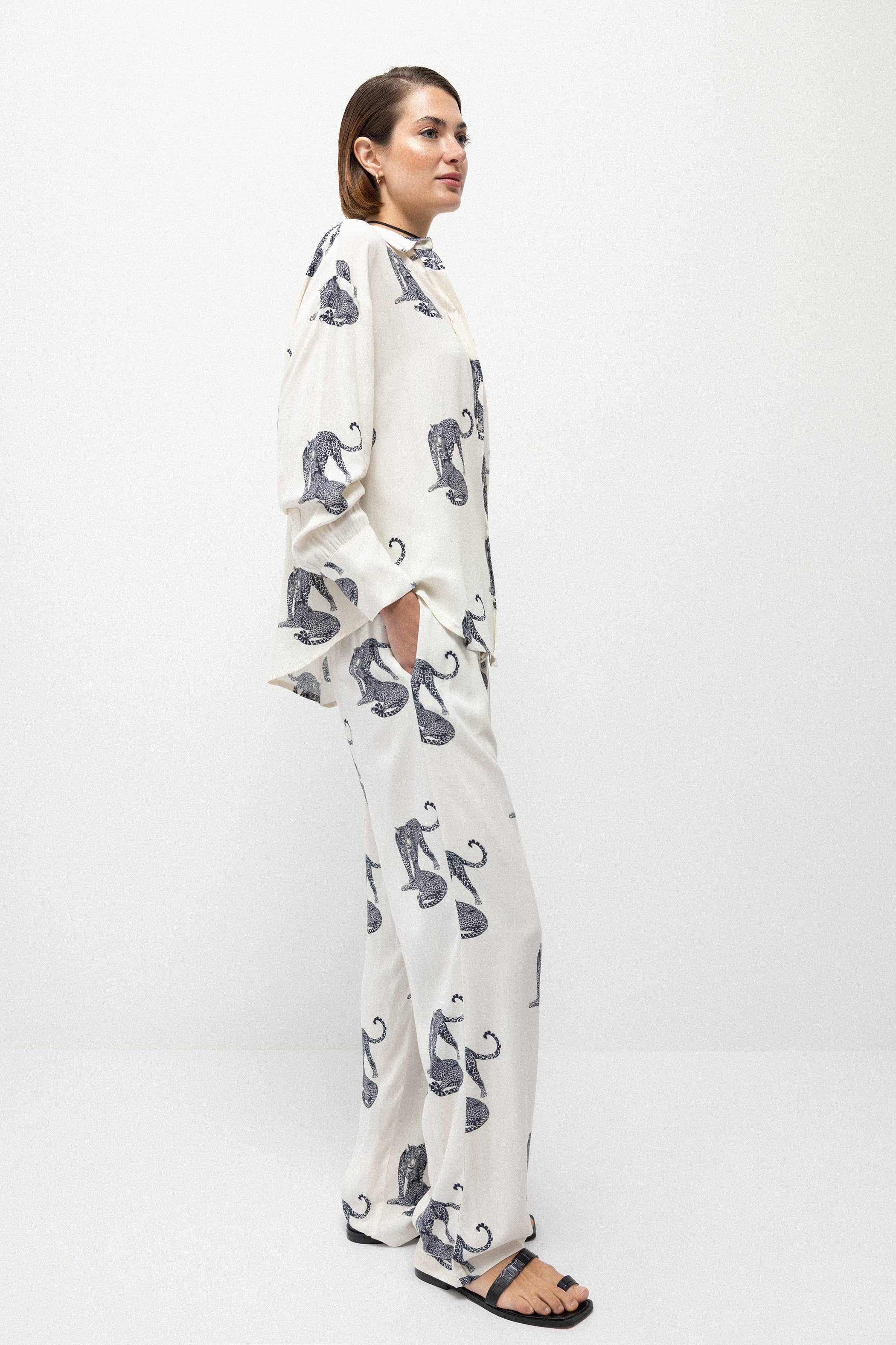 Lanidor Wide-Leg Animal Print Trousers