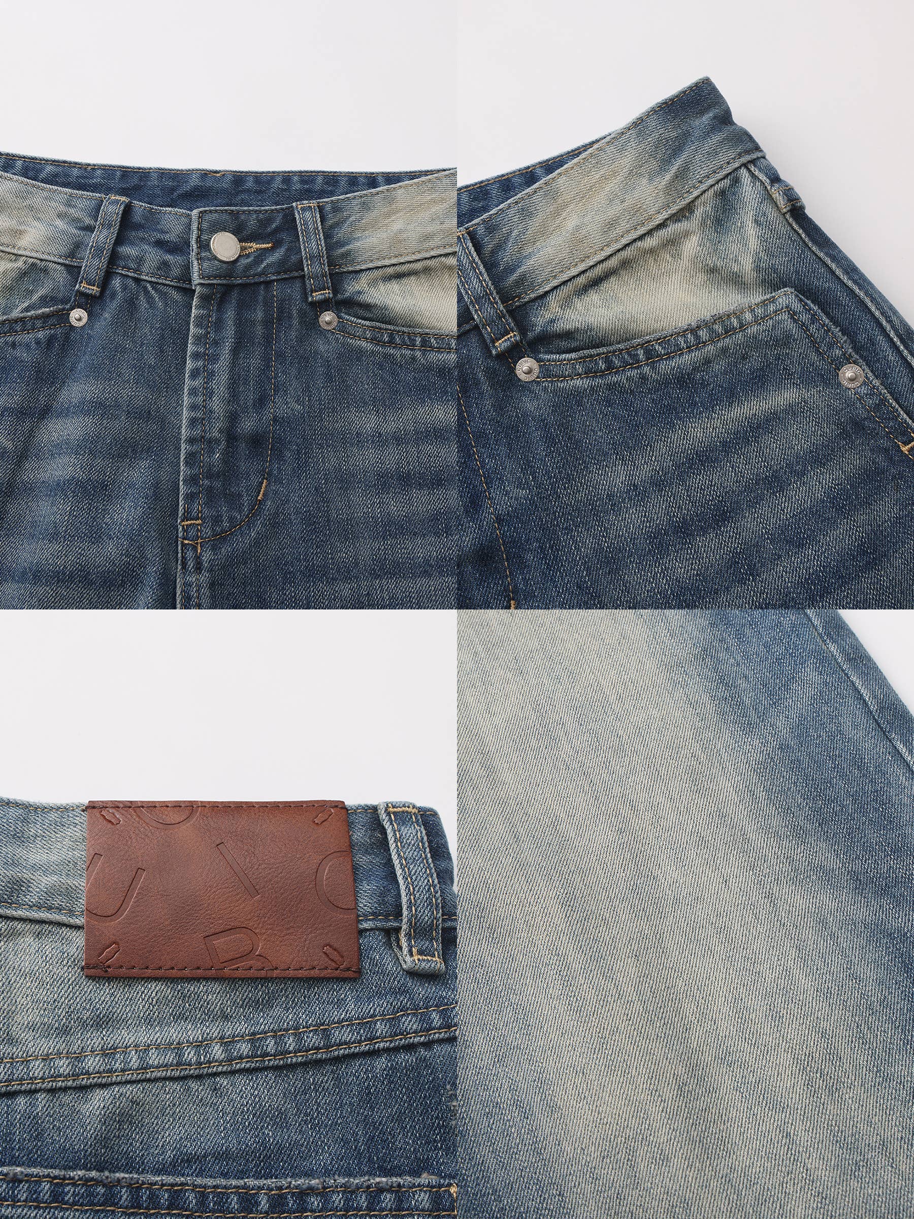 CUBIC Retro Washed Straight Leg Jeans