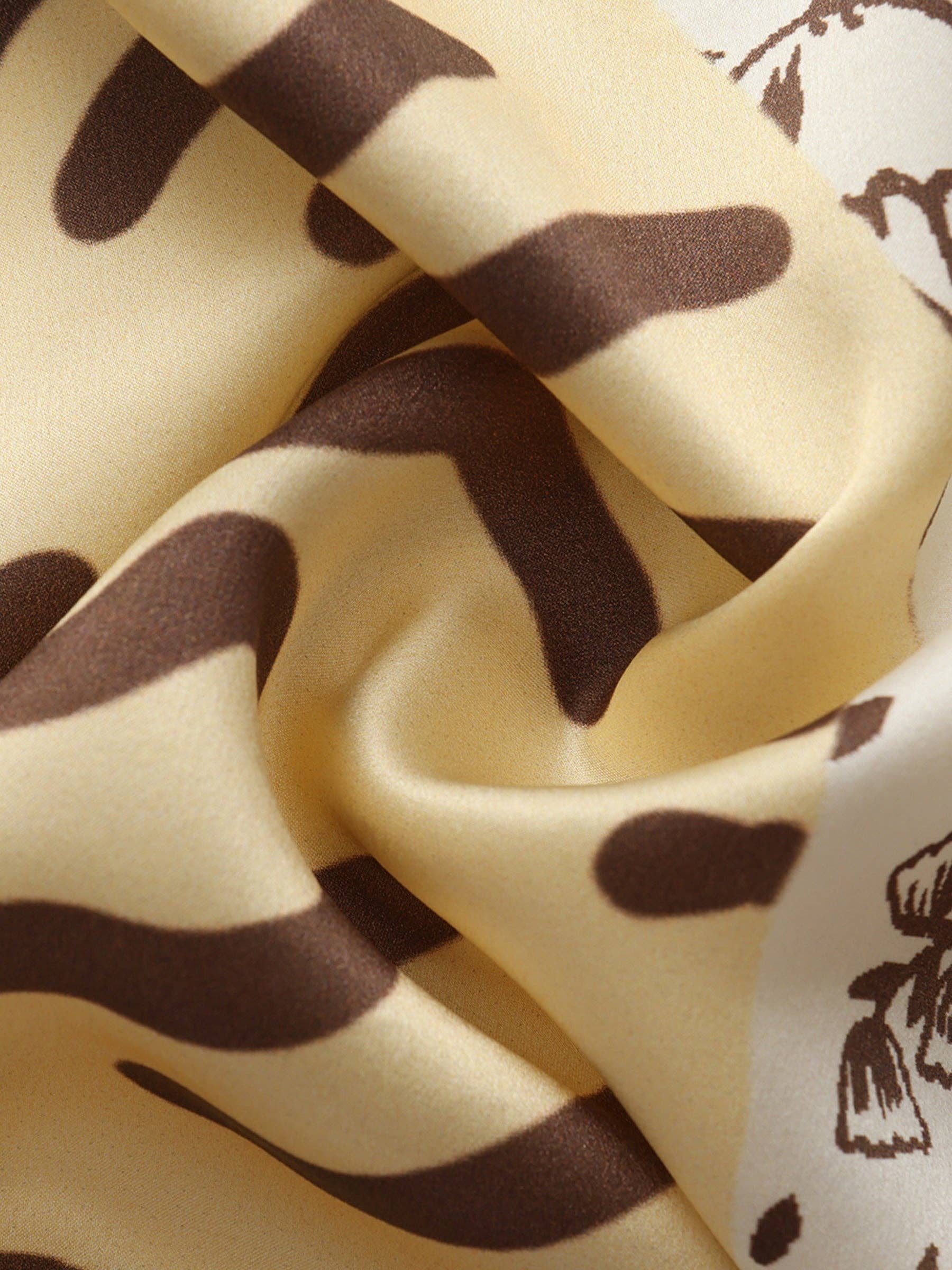 Cubic Square Silk Scarf with Animal Print