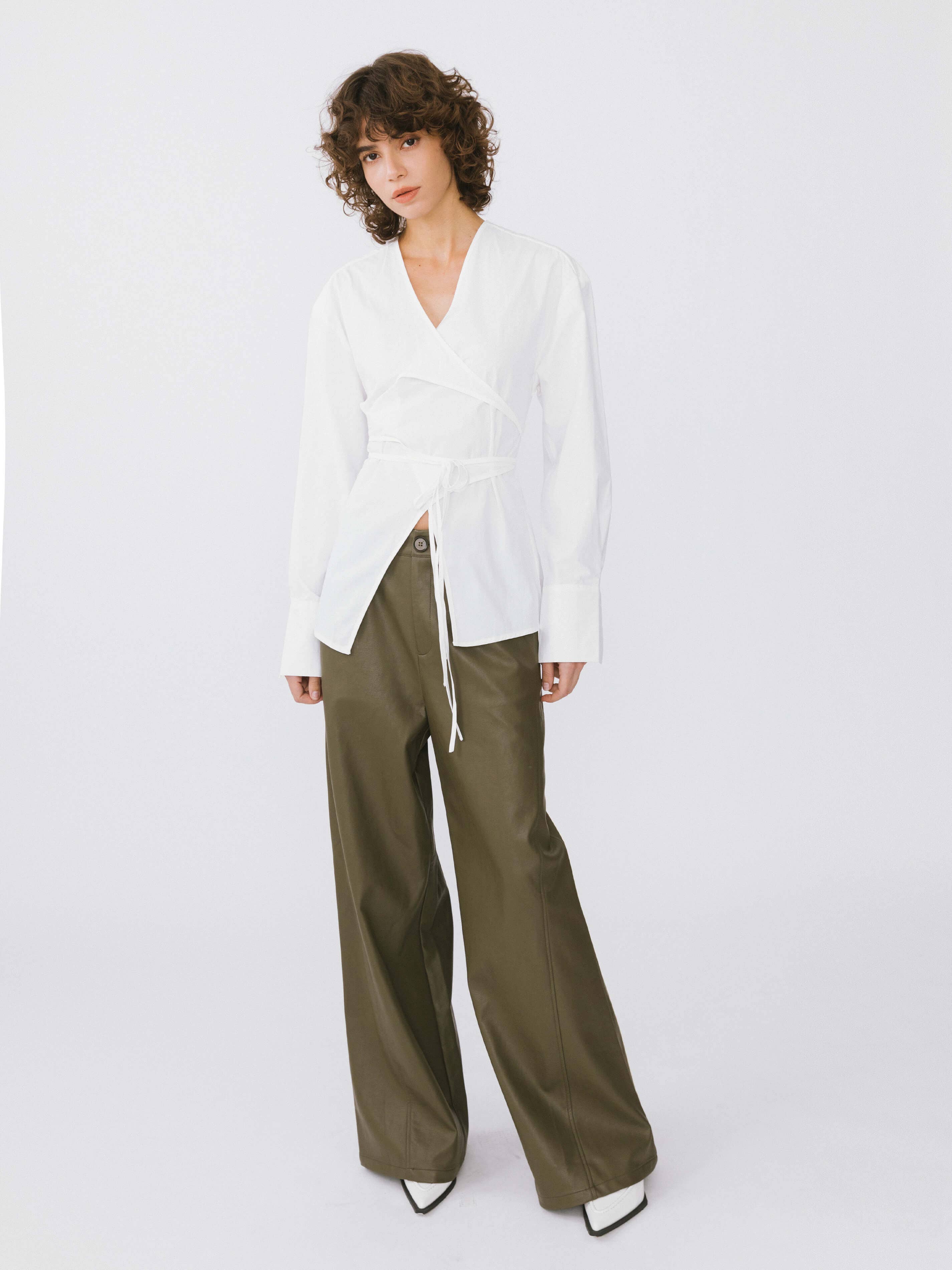 CUBIC V-Neck Criss-Crossed Layered Blouse