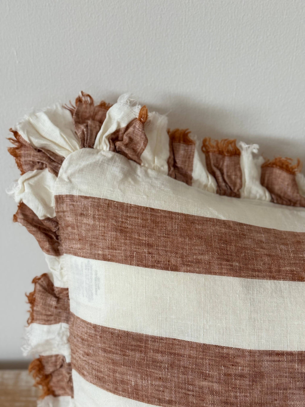 Hallie Bolster Linen Cushion Cover – Rust Stripe 80x30