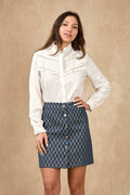 LOVIE & CO Cotton blouse with pleats and ruffles