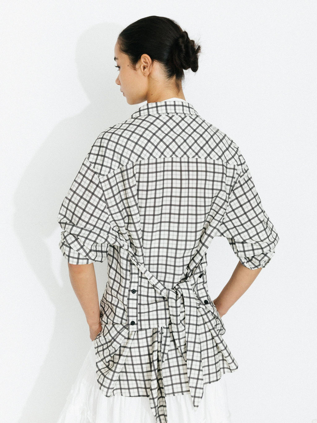 CUBIC Oversized Checkered Shirt with Detachable Belt
