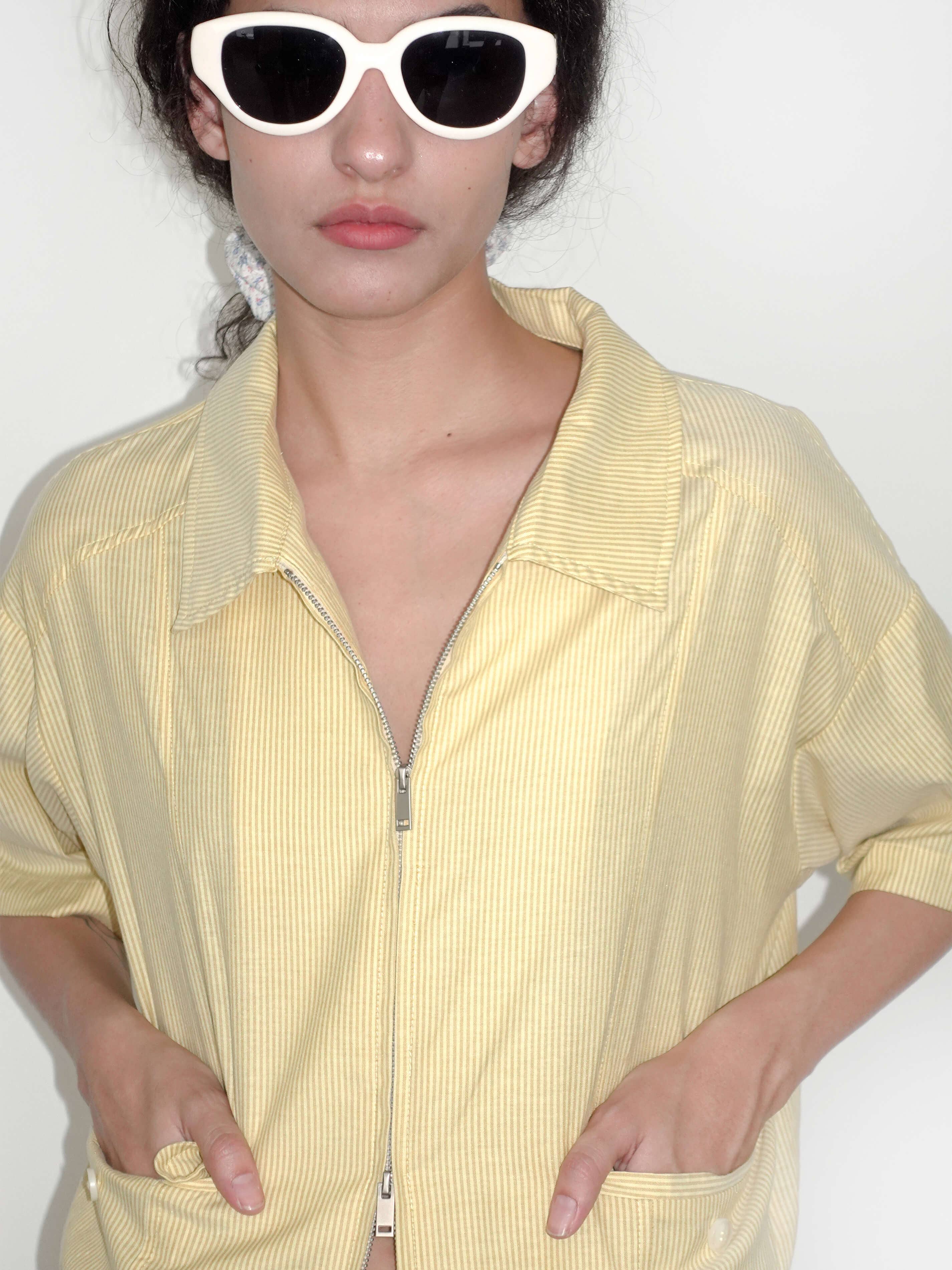 Cubic Striped Casual T-shirt and Skirt Suit