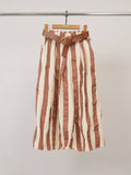 Cecile Wang Striped flowing belted midi skirt