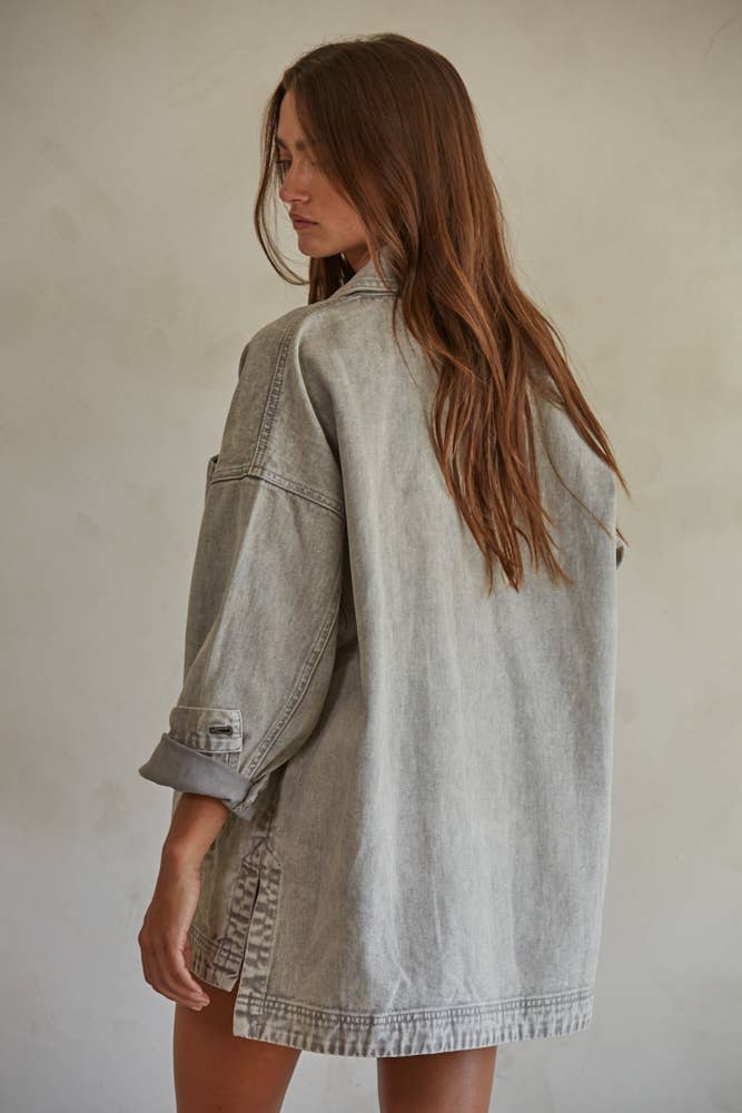 By Together Woven 100% Cotton Washed Denim Jacket
