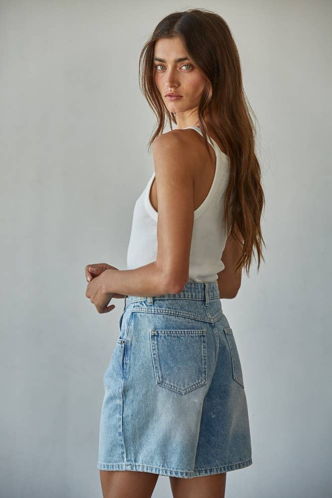 By Together Knit Cotton Ribbed Round Neck Sleeveless Tank Top