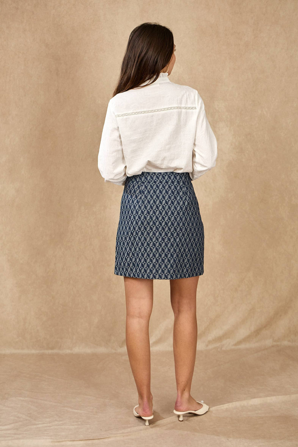 LOVIE & CO Cotton blouse with pleats and ruffles