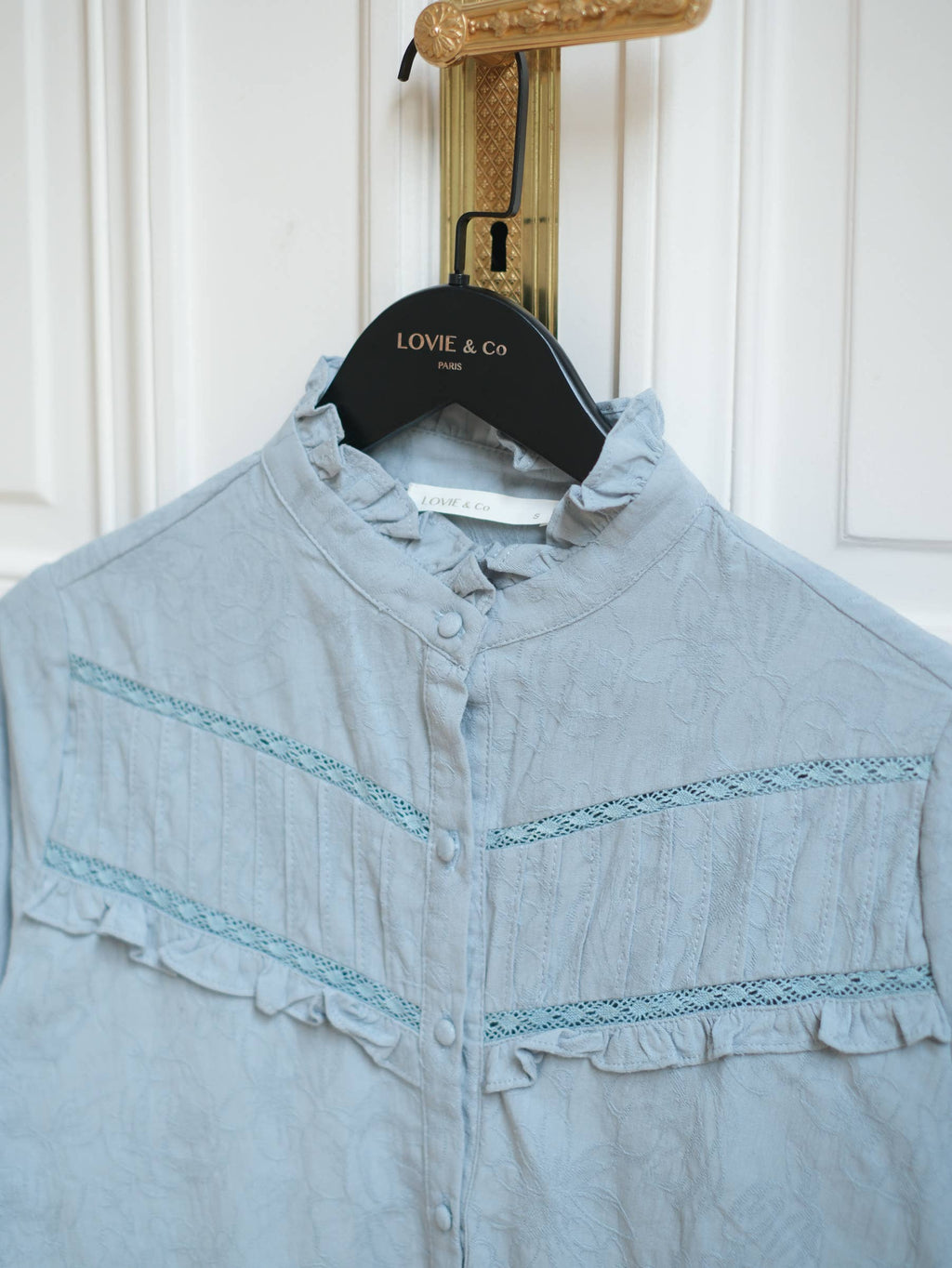 LOVIE & CO Cotton blouse with pleats and ruffles