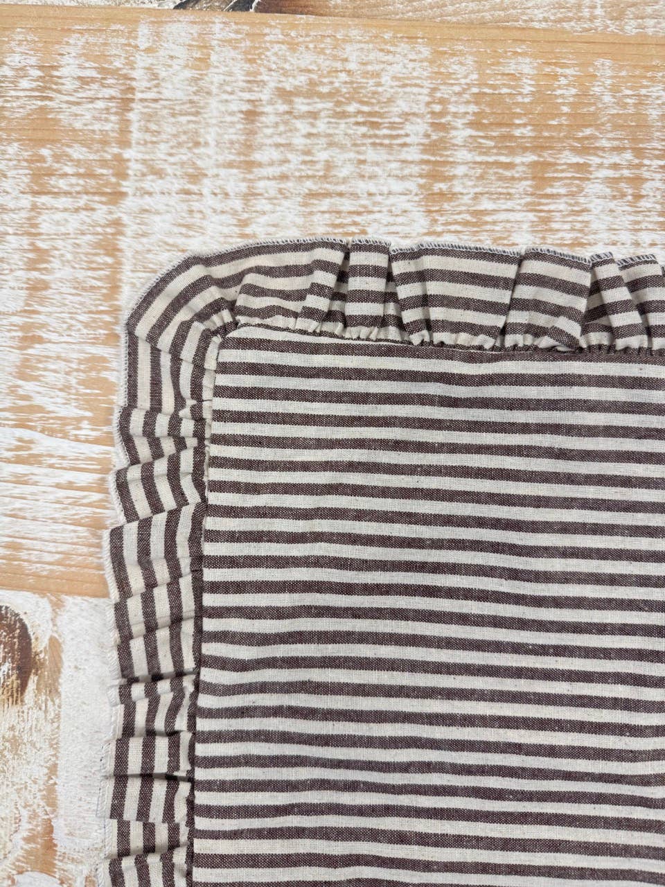 Dark Brown Stripe Ruffle Placemats