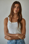 By Together Knit Cotton Ribbed Round Neck Sleeveless Tank Top
