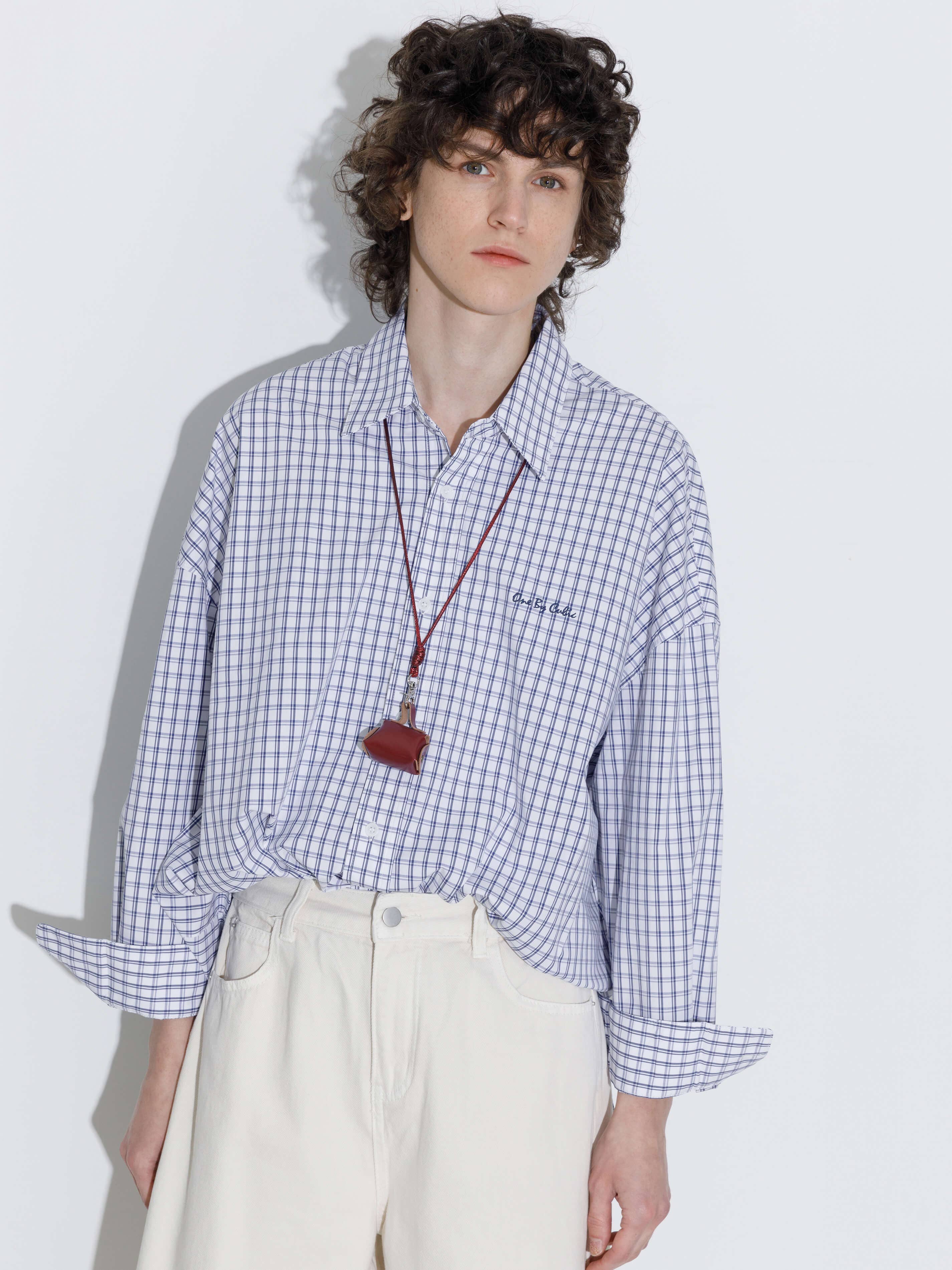 ONE BY CUBIC Checked Oversized Cotton Shirt