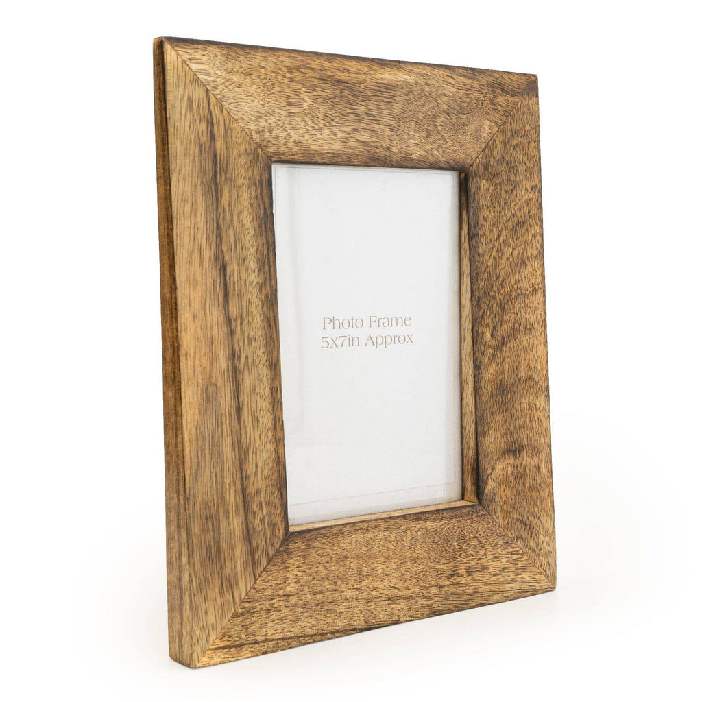 Dark Brown Wedge Photo Frame Mango Wood  5x7"