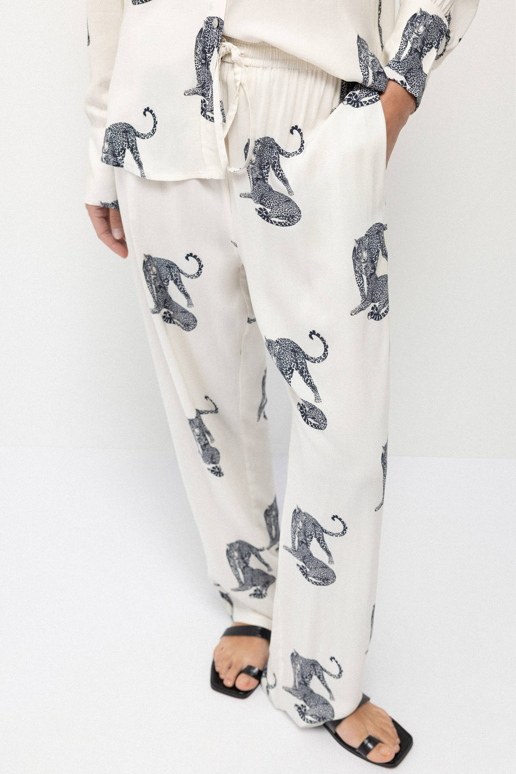 Lanidor Wide-Leg Animal Print Trousers