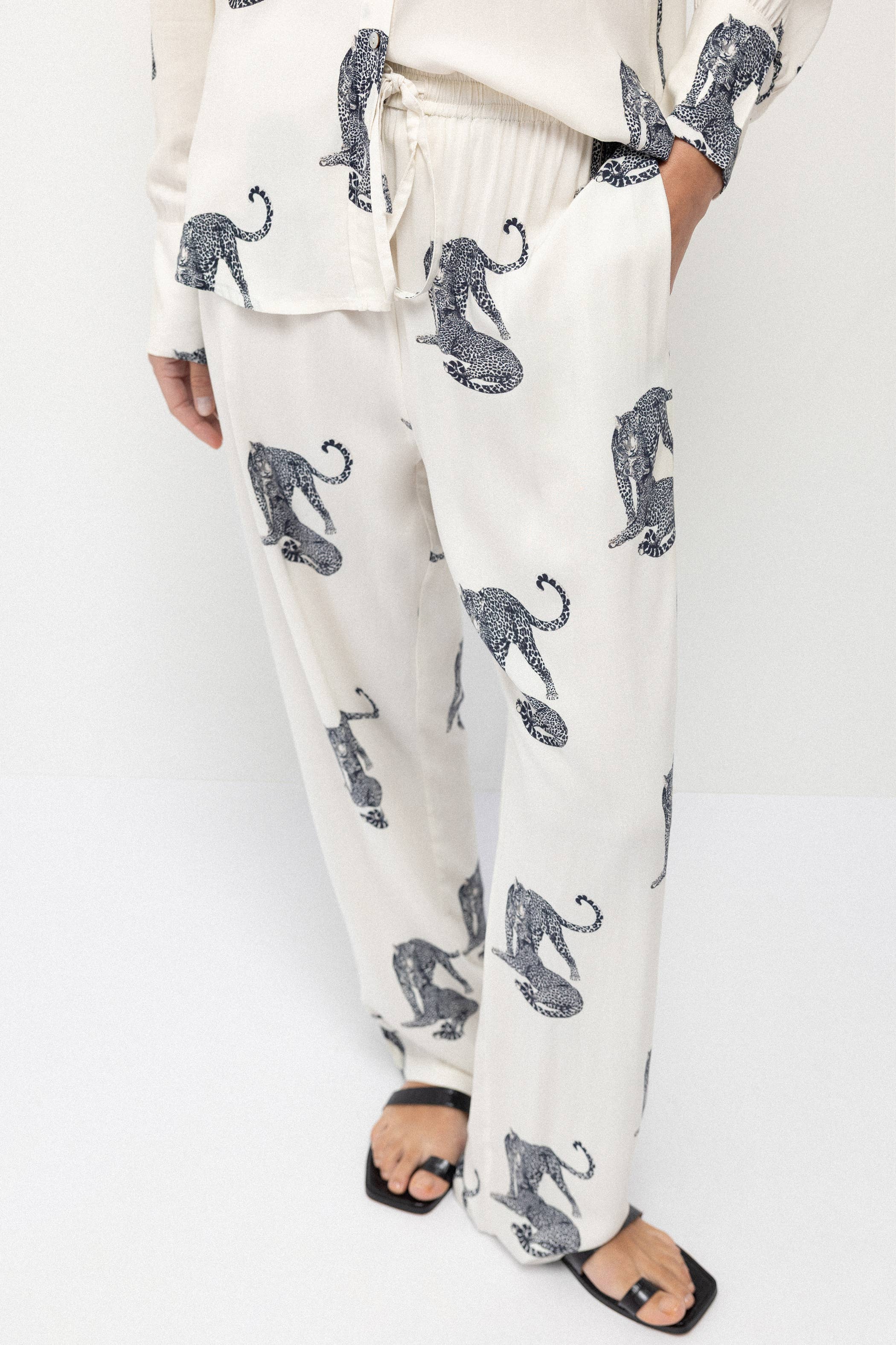 Lanidor Wide-Leg Animal Print Trousers