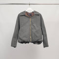 Elasticated fine striped zip-up jacket at the base