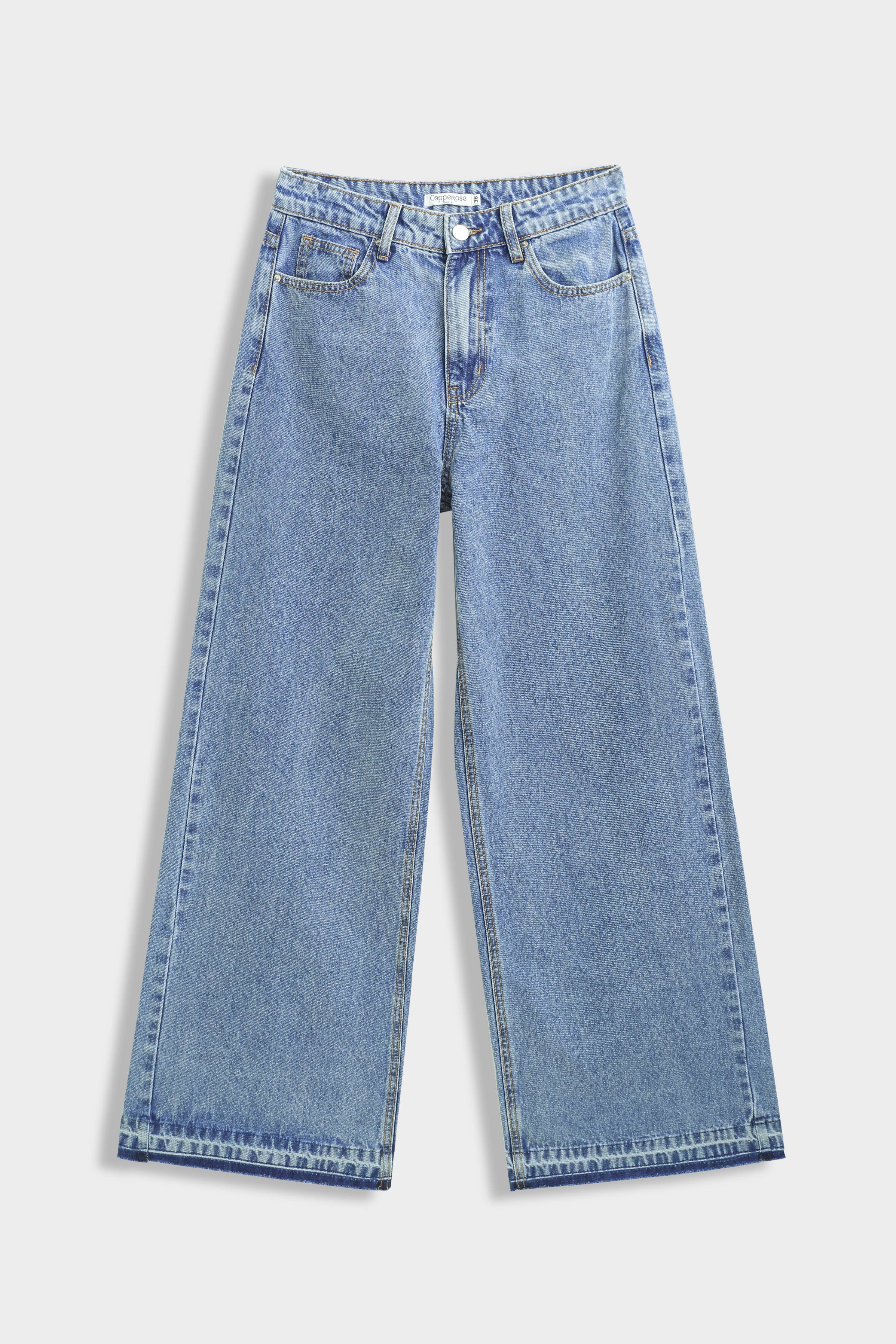 Wide straight high-waisted jeans