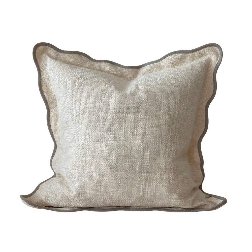 Chloe Cream & Greige Scalloped Cushion Cover