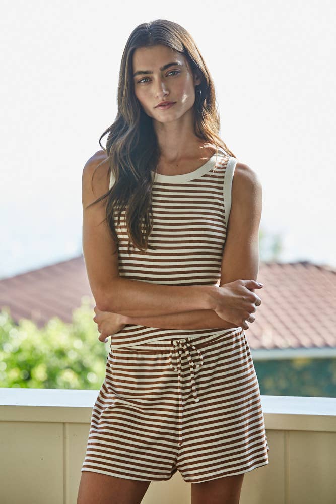 By Together Knit Rayon Spandex Striped Sleeveless Top